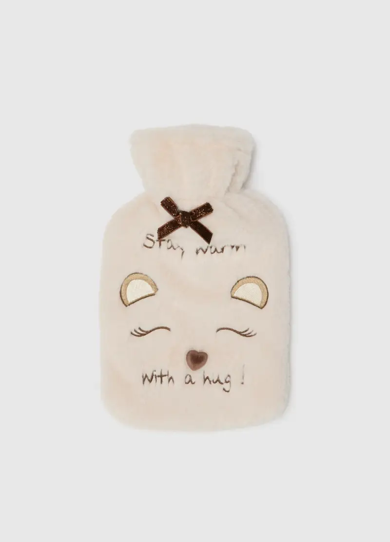 Borsa Dell'acqua Calda Natalizia Beige Con Rivestimento, Donna, Beige