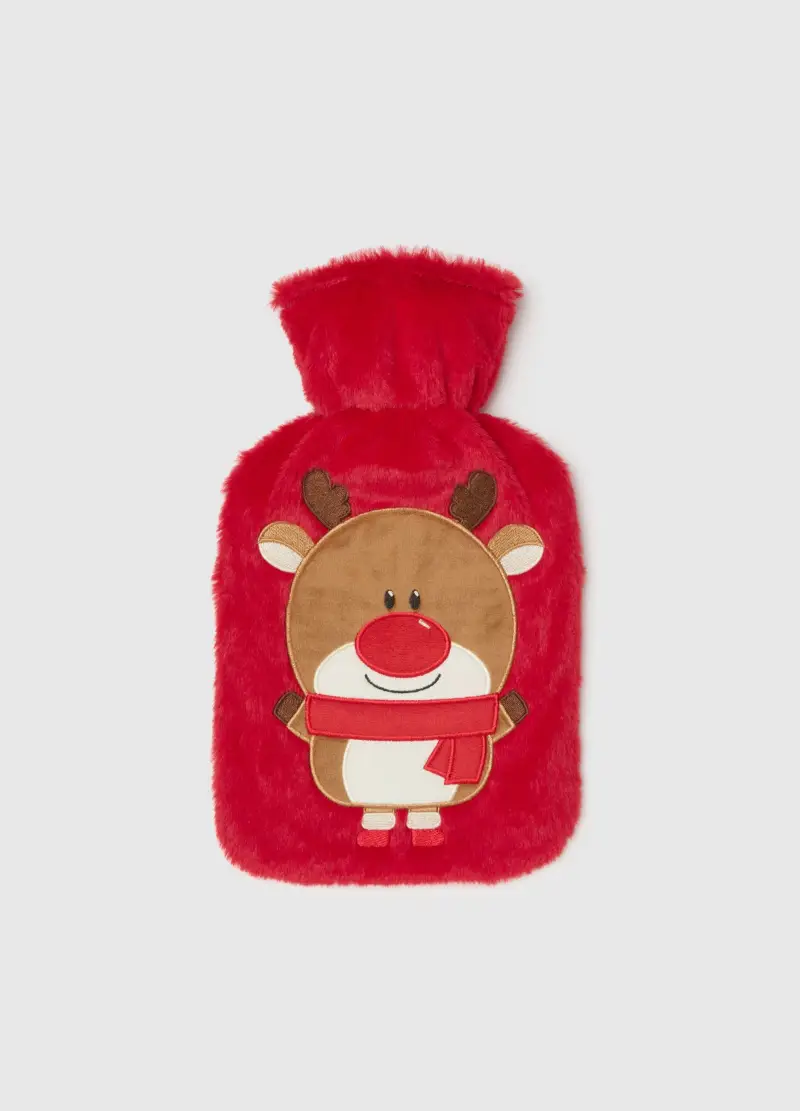 Borsa Dell'acqua Calda Natalizia Rossa Con Rivestimento, Donna, Rosso