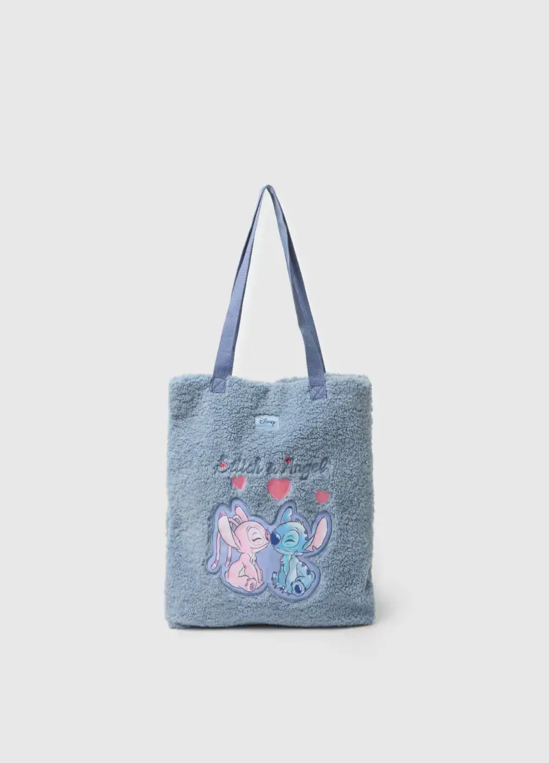 Borsa In Pile Blu Con Stampa Disney, Donna, Blu