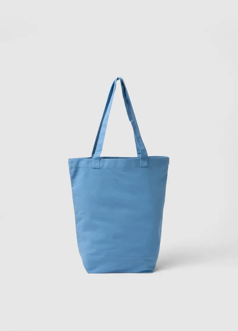 Borsa In Puro Cotone Azzurra Con Stampa Pizza, Donna, Azzurro miniatura 2