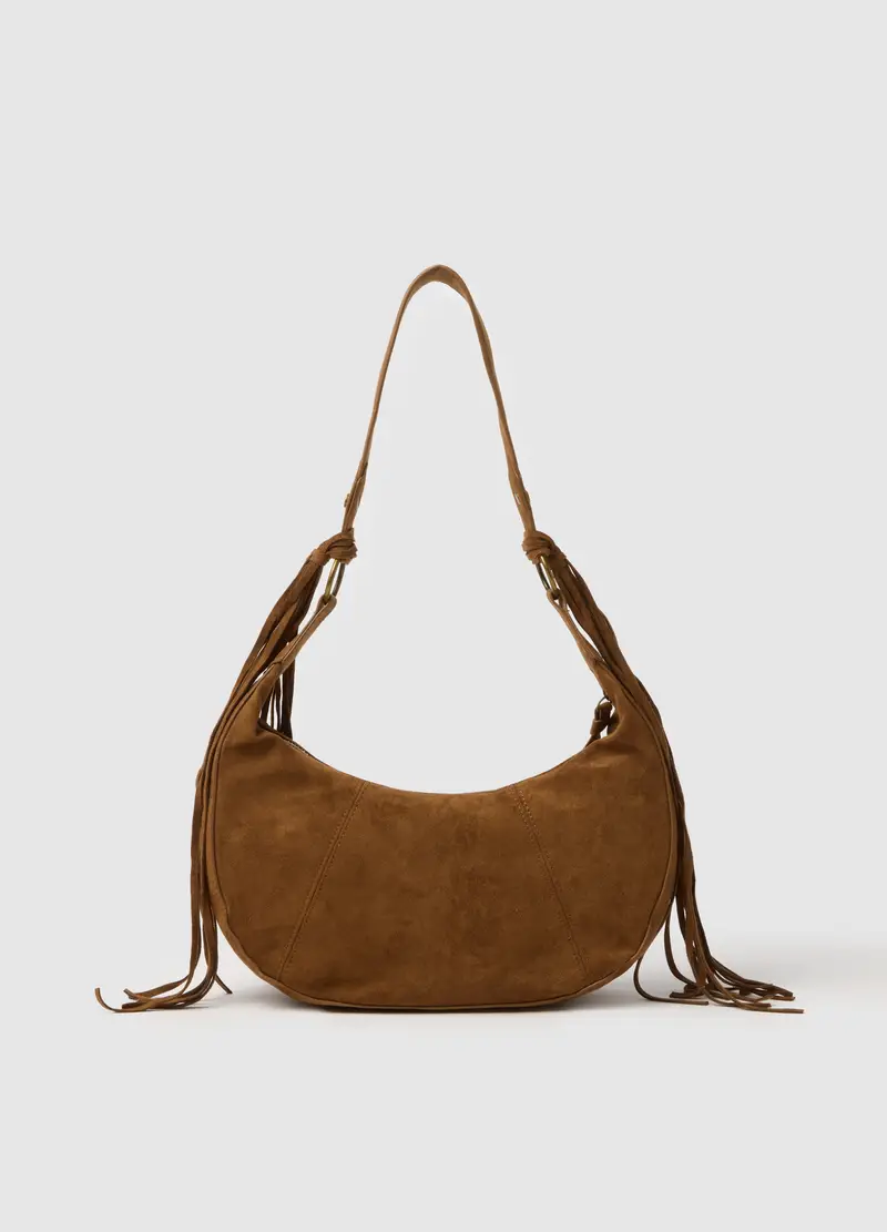 Borsa Marrone Con Frange, Donna, Marrone miniatura 2