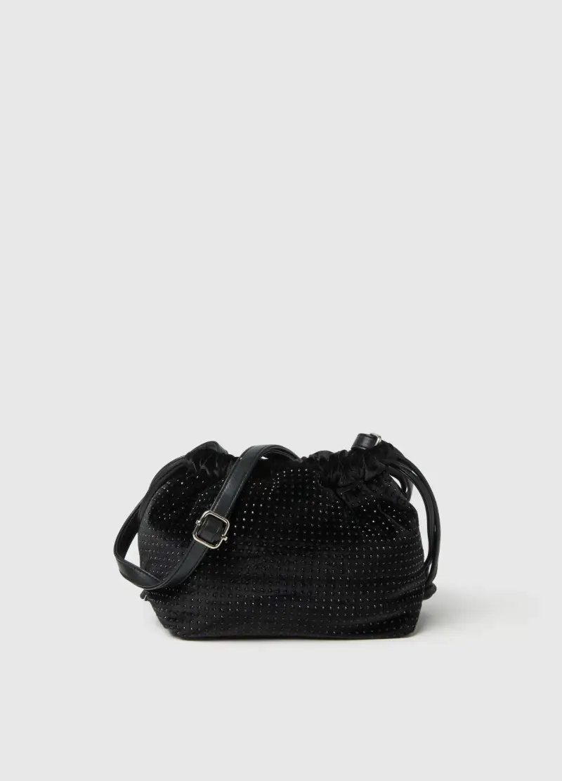 Borsa Nera Con Texture Brillante, Donna, Nero miniatura 2