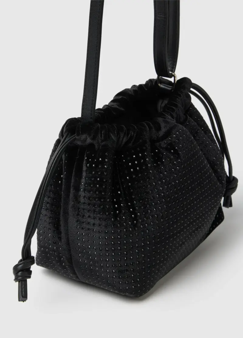 Borsa Nera Con Texture Brillante, Donna, Nero miniatura 3