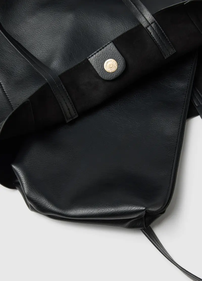 Borsa Shopper Nera, Donna, Nero miniatura 3