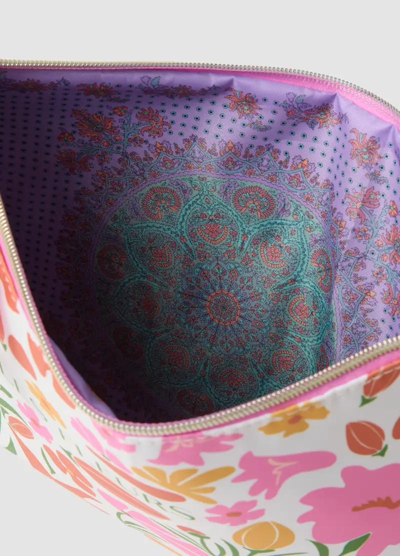 Borsetta In Puro Cotone Multicolor Con Motivo Floreale, Donna, Multicolor miniatura 3