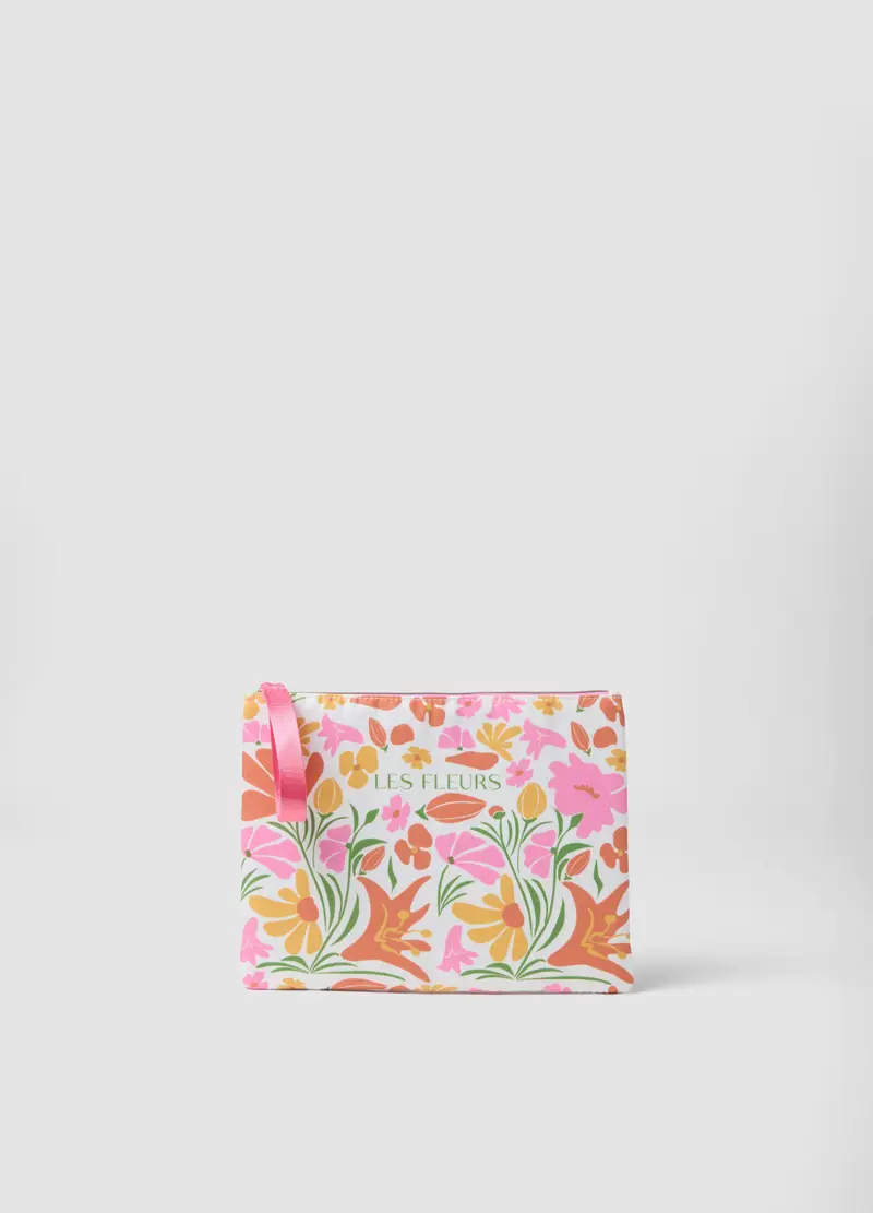 Borsetta In Puro Cotone Multicolor Con Motivo Floreale, Donna, Multicolor