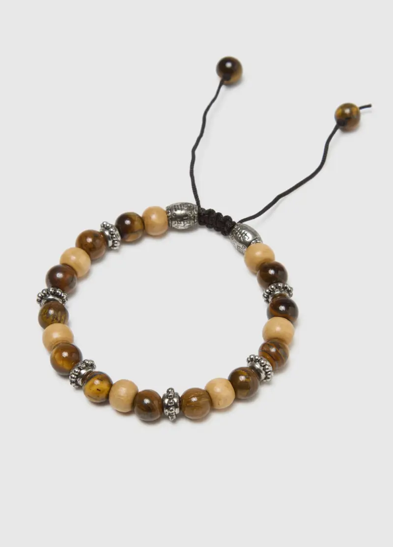 Bracciale Regolabile Con Pietre Naturali Multicolor, Uomo, Multicolor miniatura 3