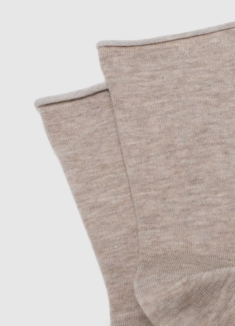 Calzini Beige Corti Elasticizzati, Donna, Beige miniatura 2