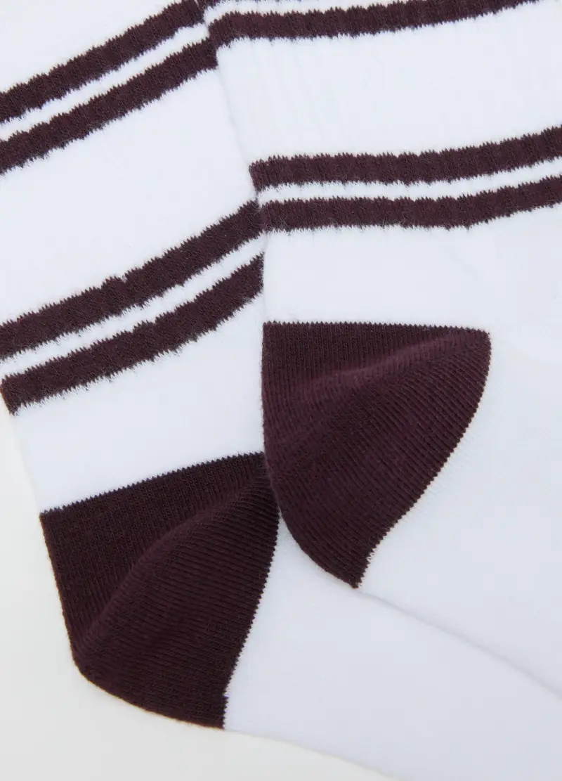 Calzini Bianchi Con Righe Nere, Donna, Bianco miniatura 2