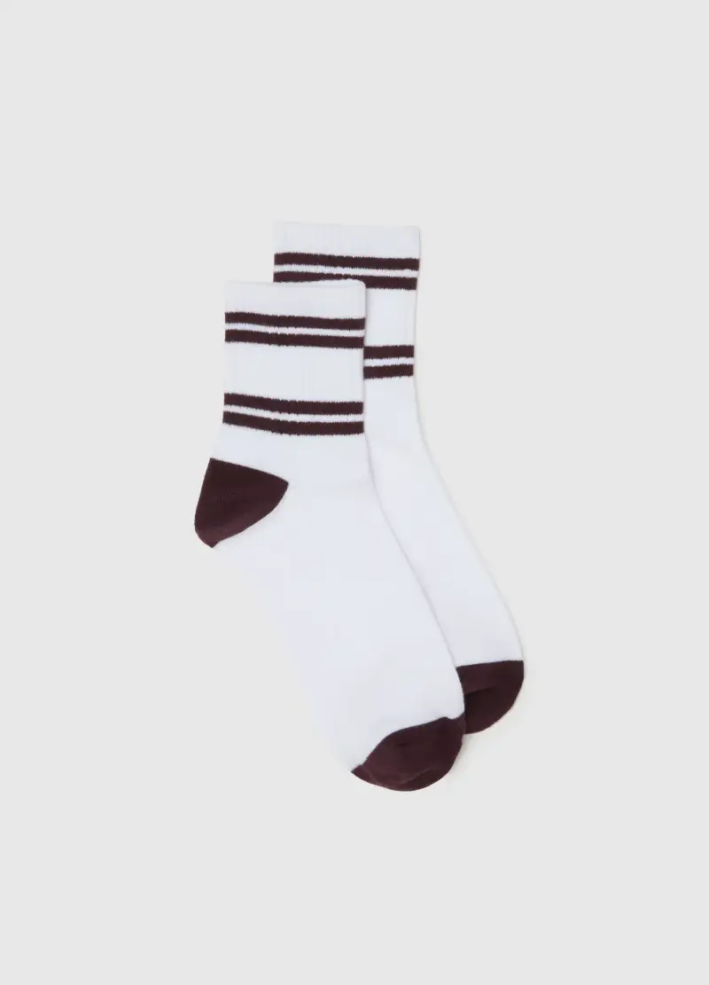 Calzini Bianchi Con Righe Nere, Donna, Bianco