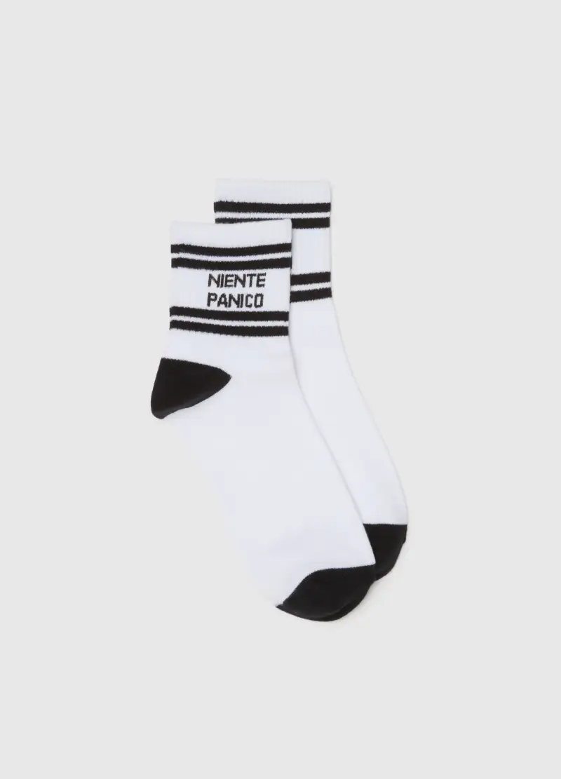 Calzini Bianchi E Neri In Tessuto Elasticizzato, Donna, Bianco