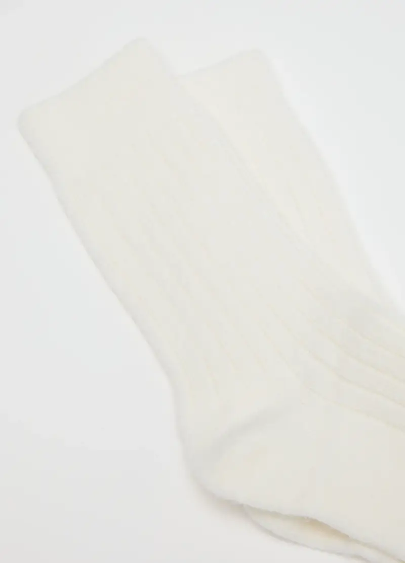 Calzini Bianchi In Misto Viscosa E Cashemere, Donna, Bianco miniatura 3