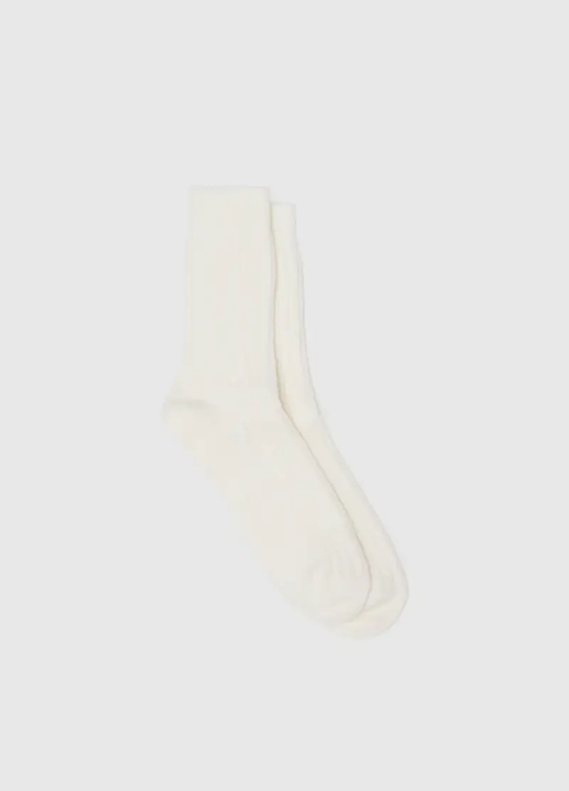 Calzini Bianchi In Misto Viscosa E Cashemere, Donna, Bianco