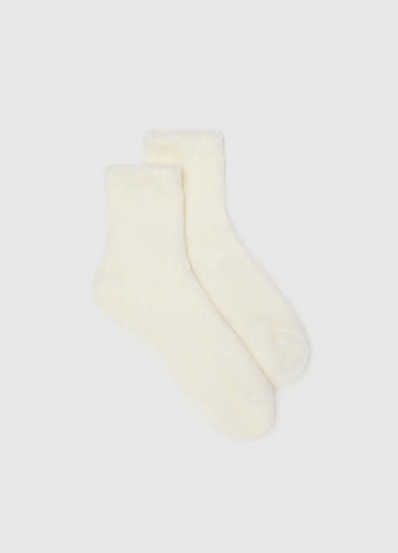 Calzini Bianco Morbidi In Tessuto Elasticizzato, Donna, Beige