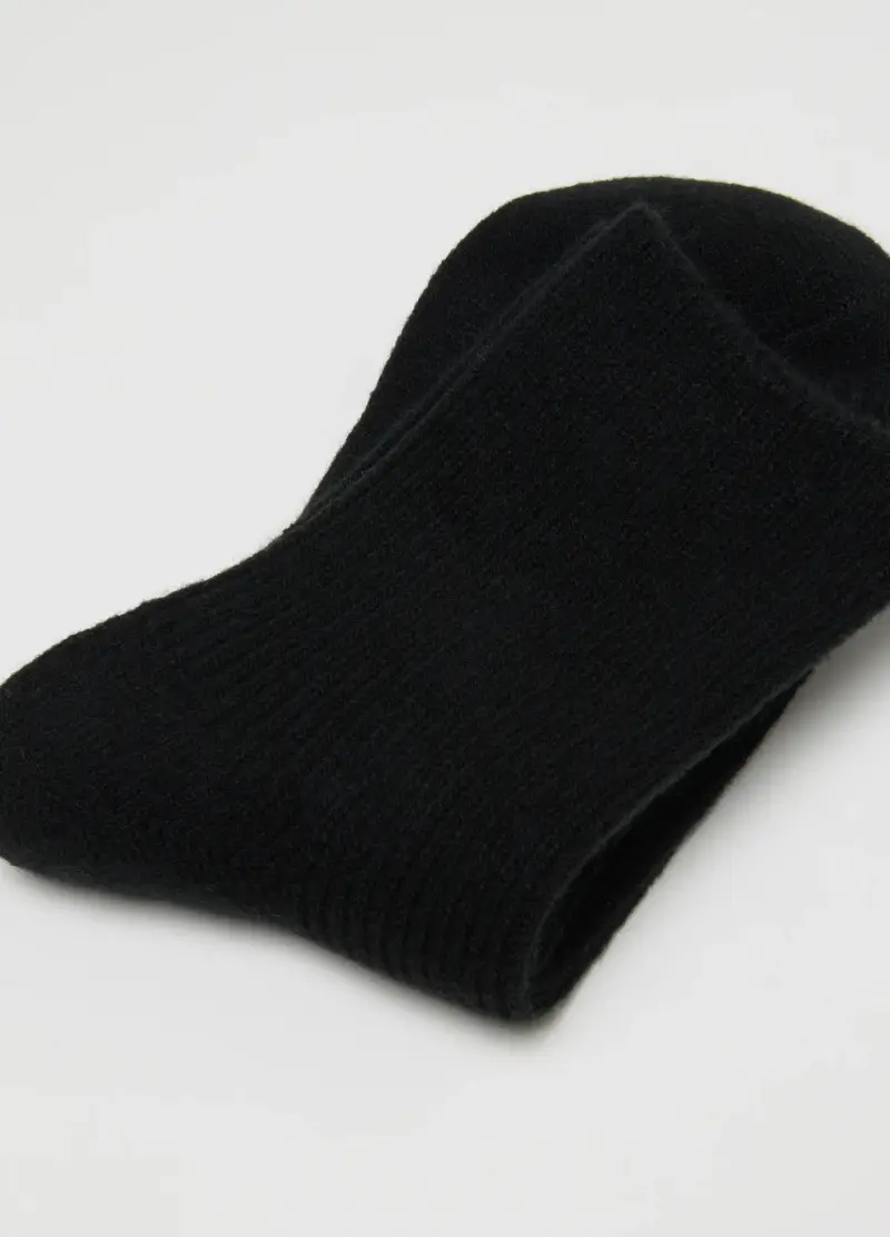 Calzini Corti Neri Elasticizzati, Donna, Nero miniatura 3