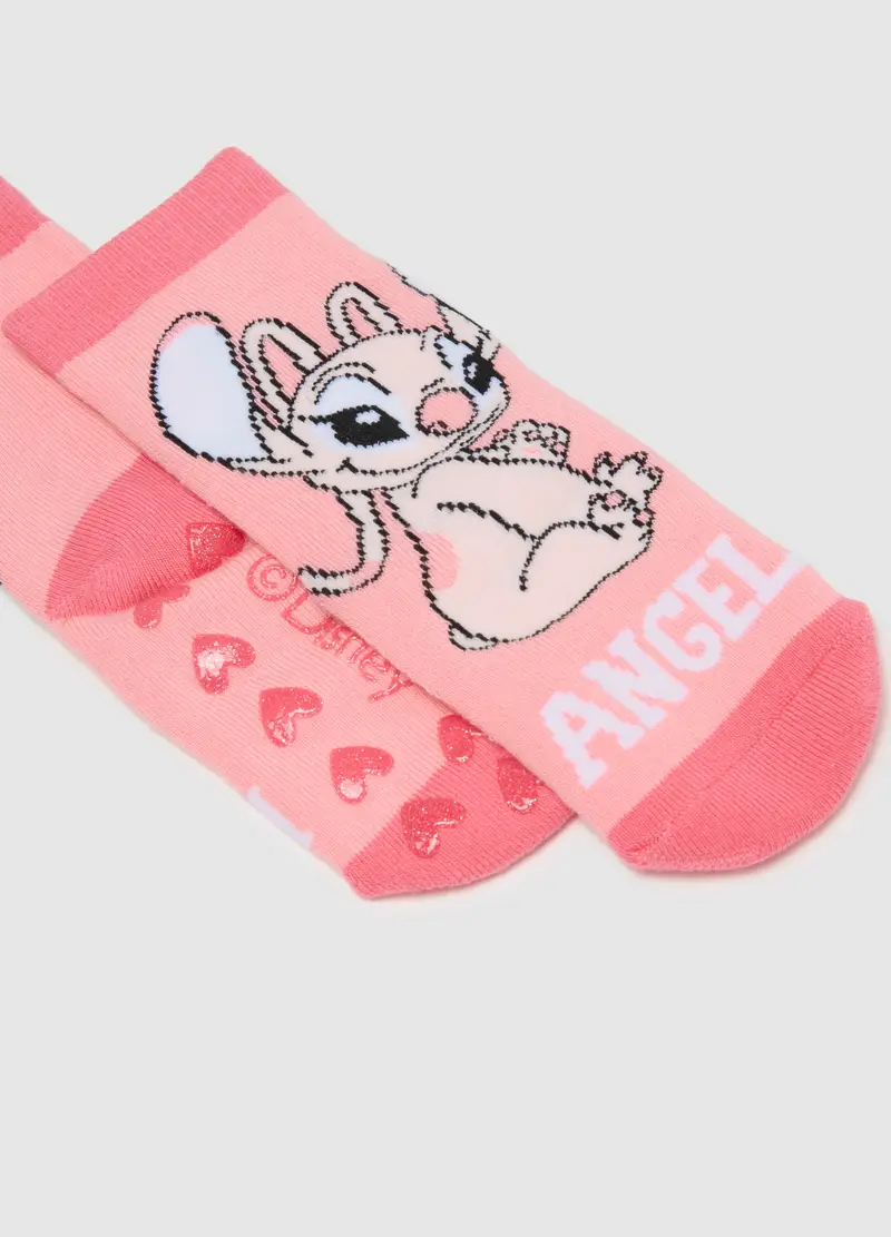 OVS, Calzini Da Bambina In Cotone Rosa Elasticizzati Con Stampa Stitch, Rosa, Taglia: 25/27 miniatura 2