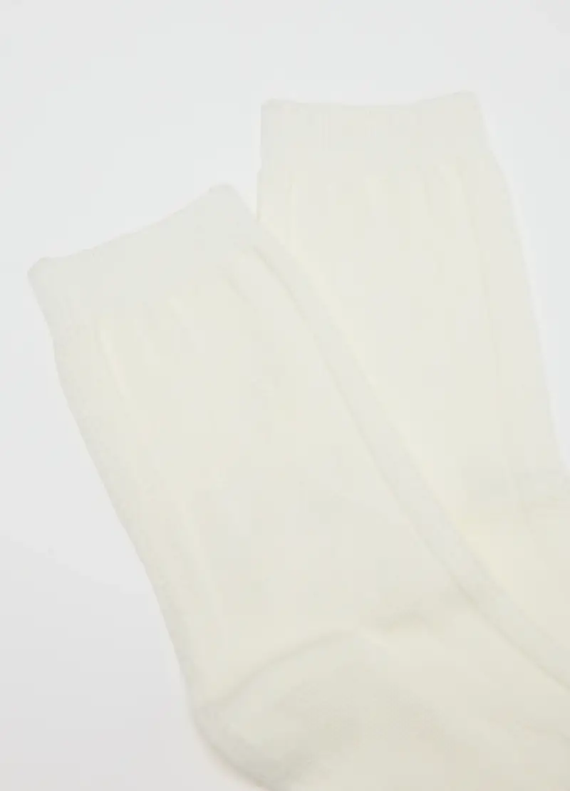 Calzini In Cotone Elasticizzato Bianchi, Donna, Bianco miniatura 2