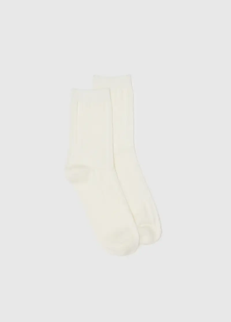 Calzini In Cotone Elasticizzato Bianchi, Donna, Bianco