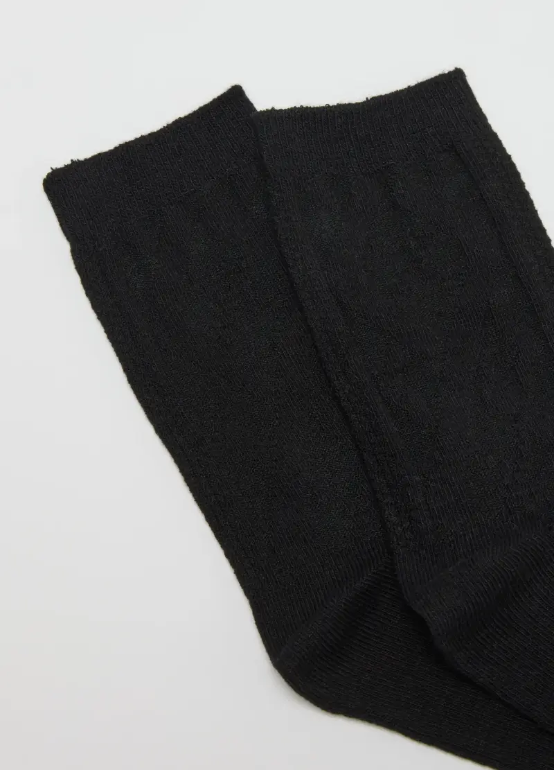 Calzini In Cotone Elasticizzato Neri, Donna, Nero miniatura 2