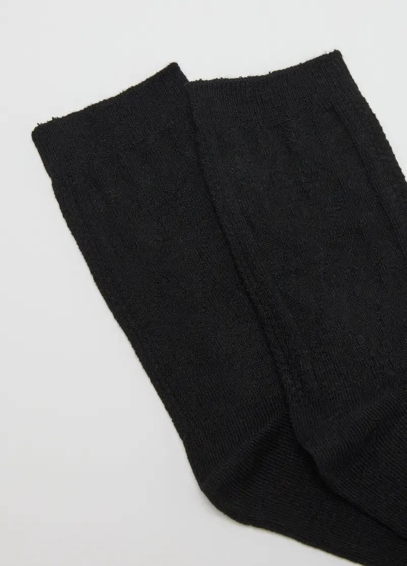 Calzini In Cotone Elasticizzato Neri, Donna, Nero miniatura 2