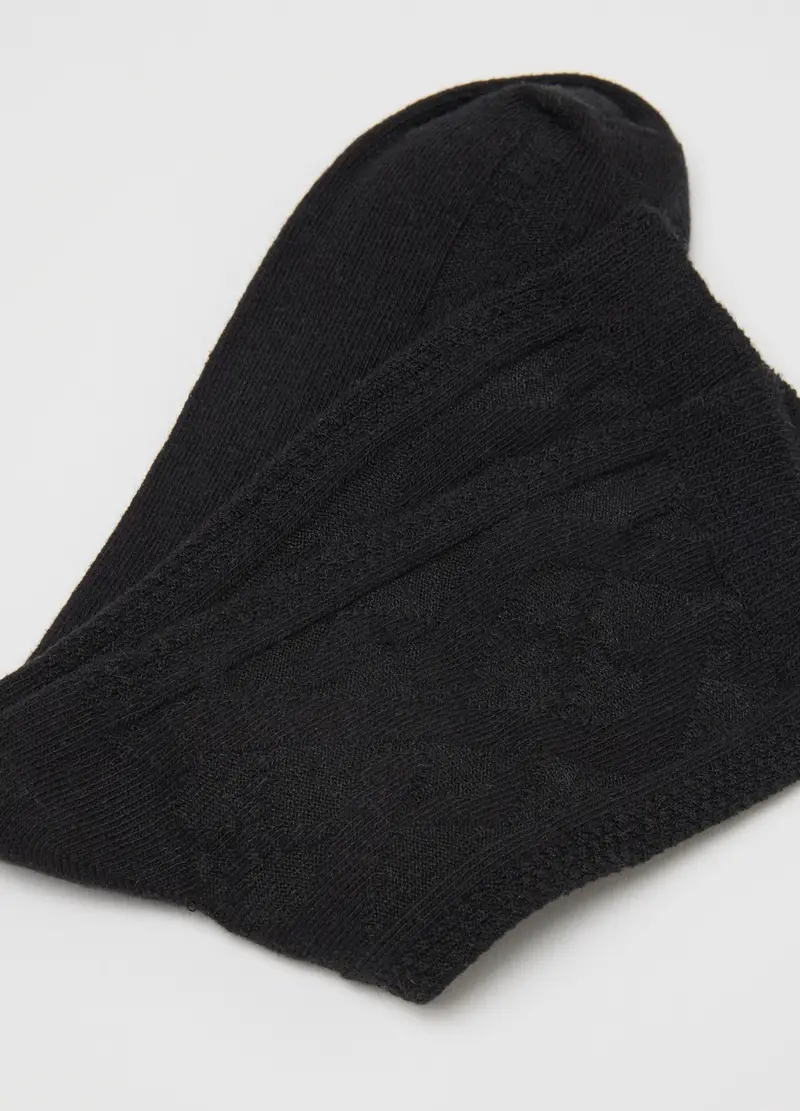 Calzini In Cotone Elasticizzato Neri, Donna, Nero miniatura 3