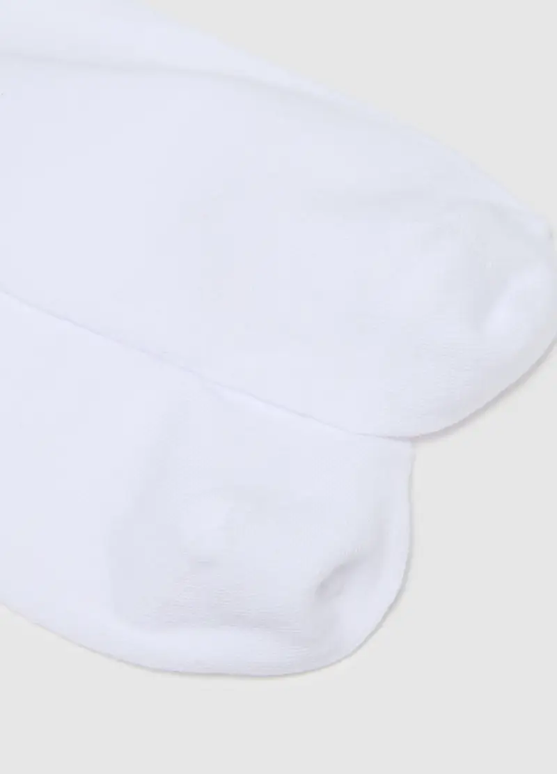 Calzini In Misto Cotone Bianchi Con Bordi Arricciati, Donna, Bianco miniatura 3