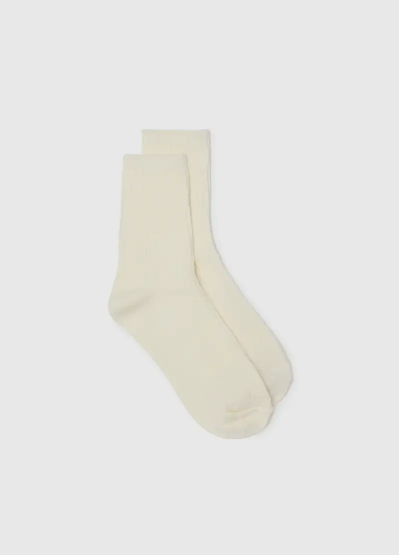 Calzini Lunghi Bianchi In Misto Cotone Elasticizzato, Donna, Bianco