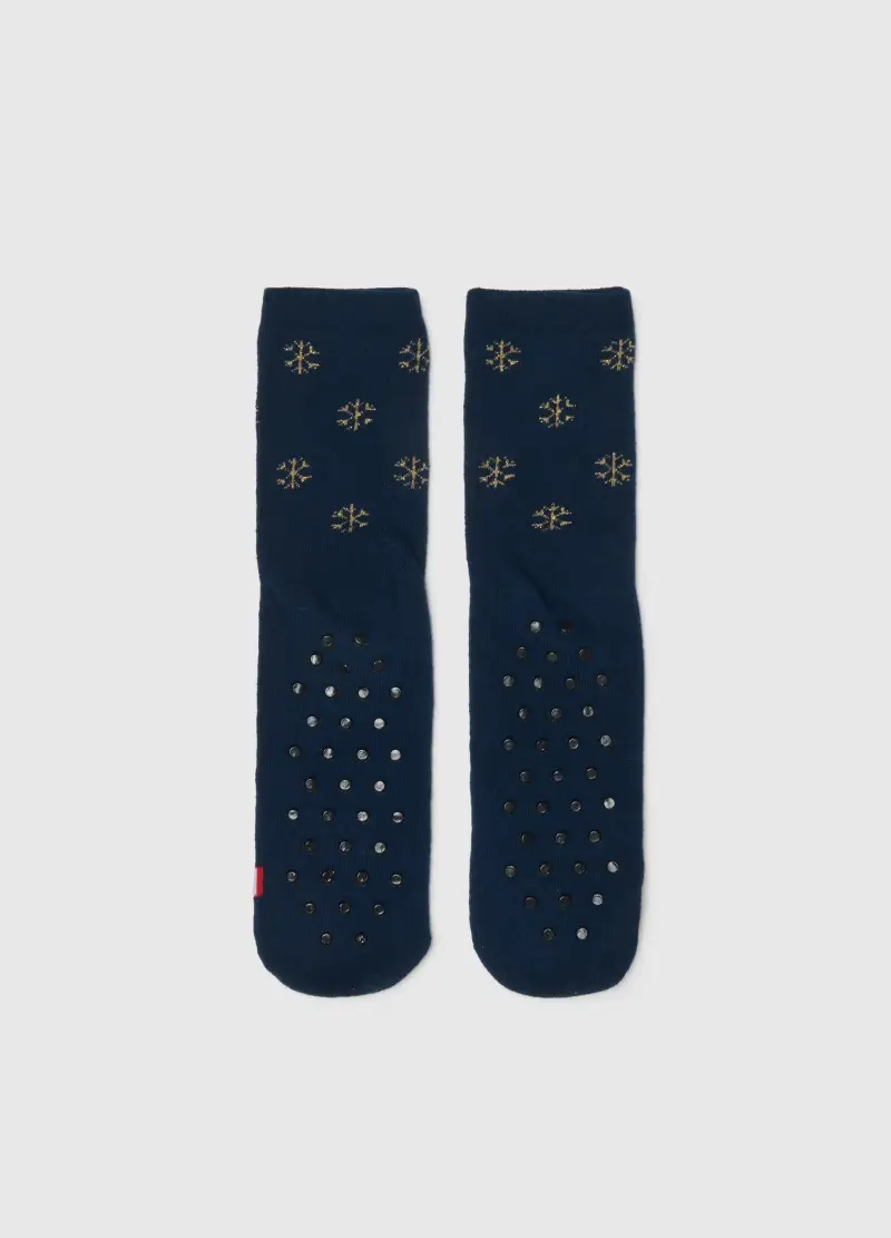 Calzini Natalizi Blu In Misto Cotone, Donna, Blu miniatura 2