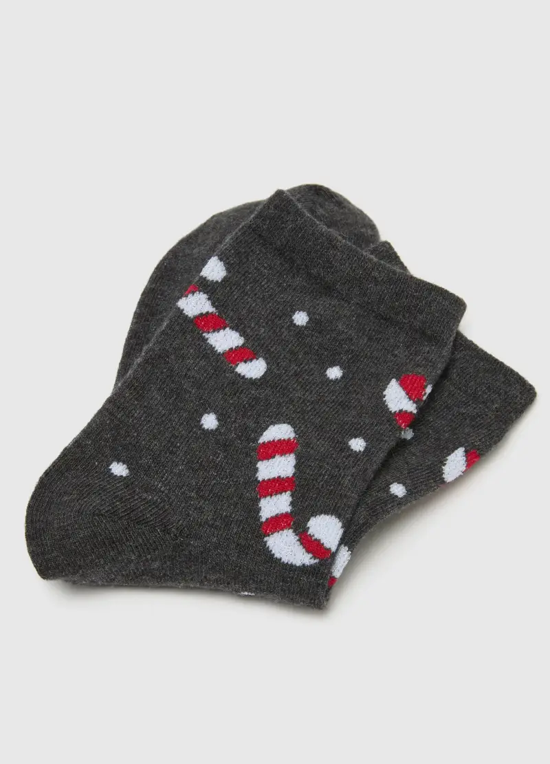 Calzini Natalizi In Misto Cotone Nero Elasticizzato, Donna, Nero miniatura 3