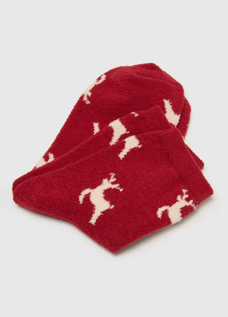 Calzini Natalizi In Tessuto Elasticizzato Multicolor Con Stampa, Donna, Multicolor miniatura 3