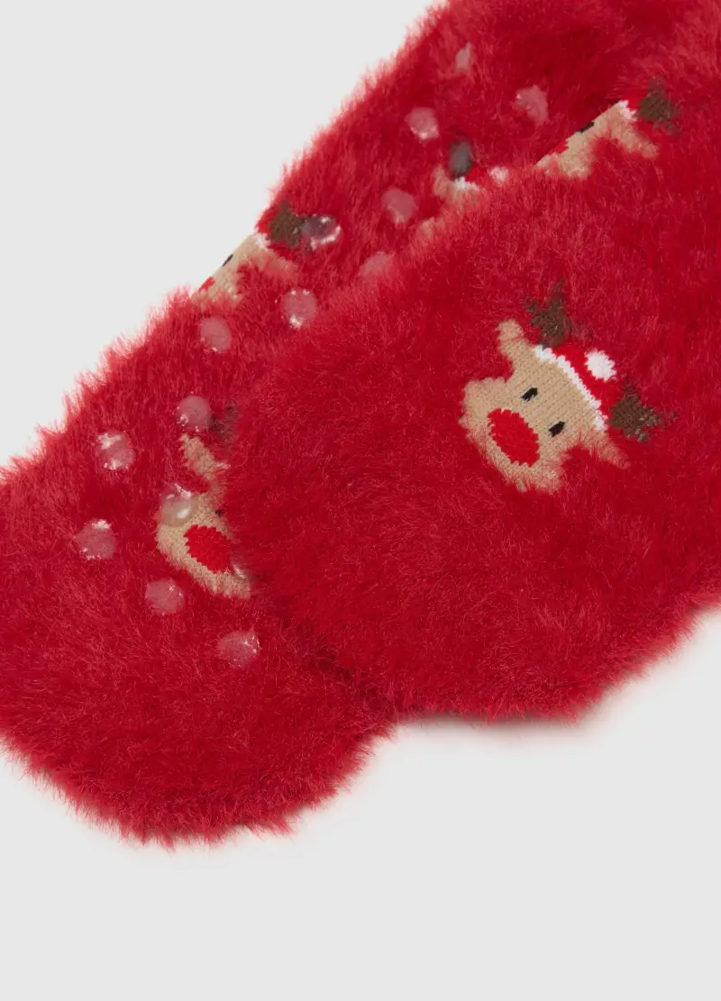 Calzini Natalizi Rossi In Cotone Elasticizzato, Donna, Rosso miniatura 3