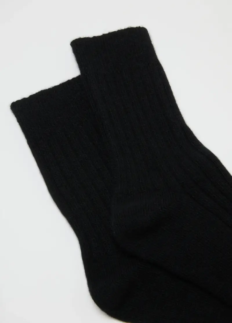 Calzini Neri In Lana E Cashmere, Donna, Nero miniatura 3