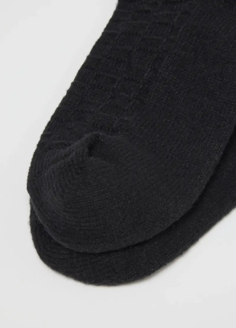 Calzini Neri In Tessuto Elasticizzato, Donna, Nero miniatura 3