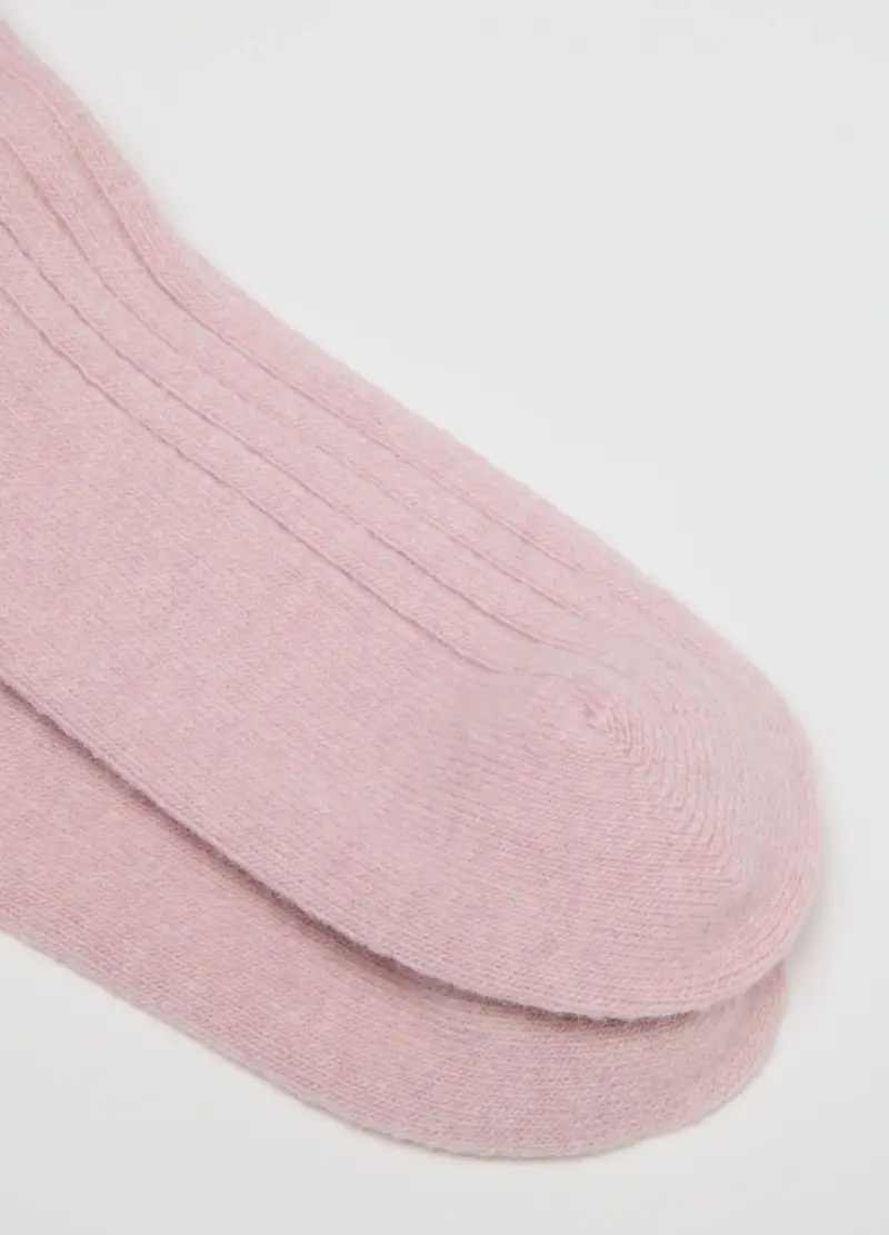 Calzini Rosa Lunghi In Misto Lana E Cashmere, Donna, Rosa miniatura 2