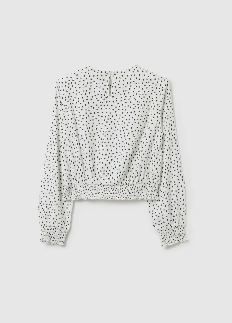 Camicetta A Pois Bianca Da Ragazza In Misto Cotone, Bambina, Bianco miniatura 2