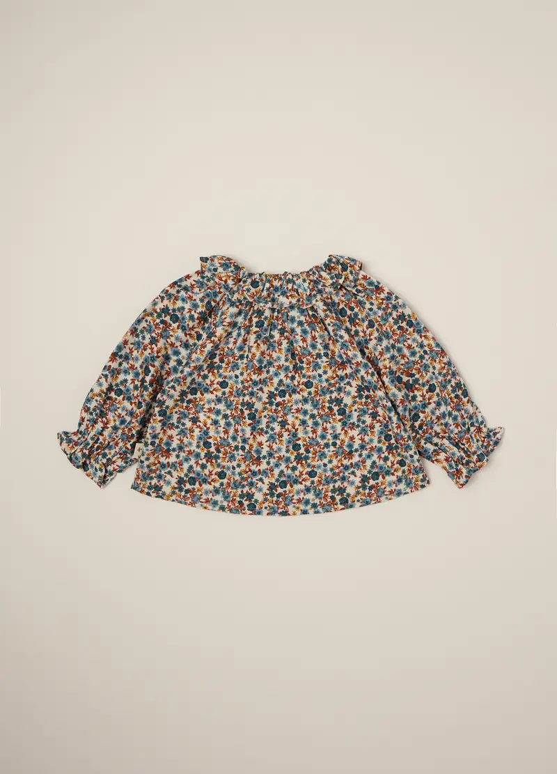 Camicetta Multicolor In Viscosa Con Stampa Floreale, Neonata, Beige miniatura 2