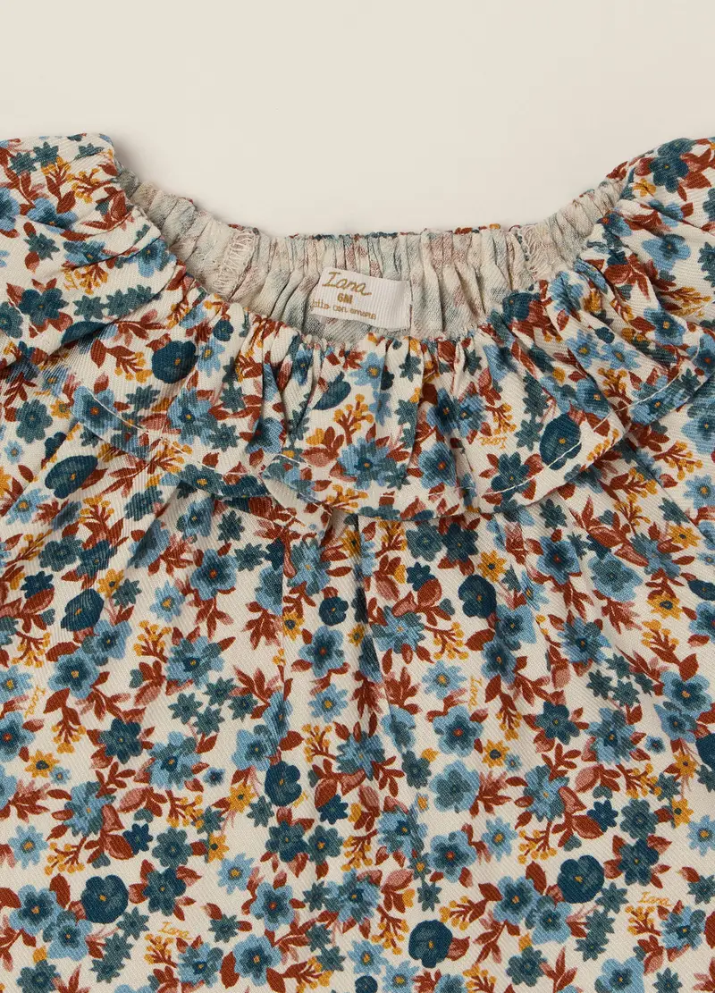 Camicetta Multicolor In Viscosa Con Stampa Floreale, Neonata, Beige miniatura 3