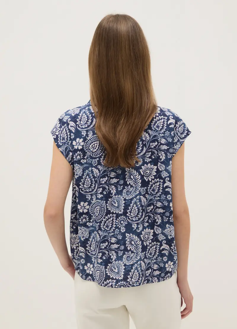 Camicetta Senza Maniche In Pura Viscosa Multicolor Regular Fit Con Scollo A V, Donna, Multicolor miniatura 3