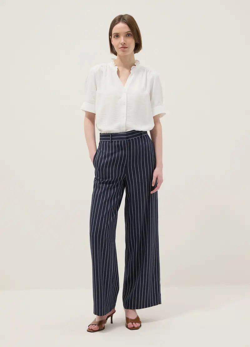 Camicia A Maniche Corte In Puro Cotone Bianca Regular Fit, Donna, Bianco miniatura 2