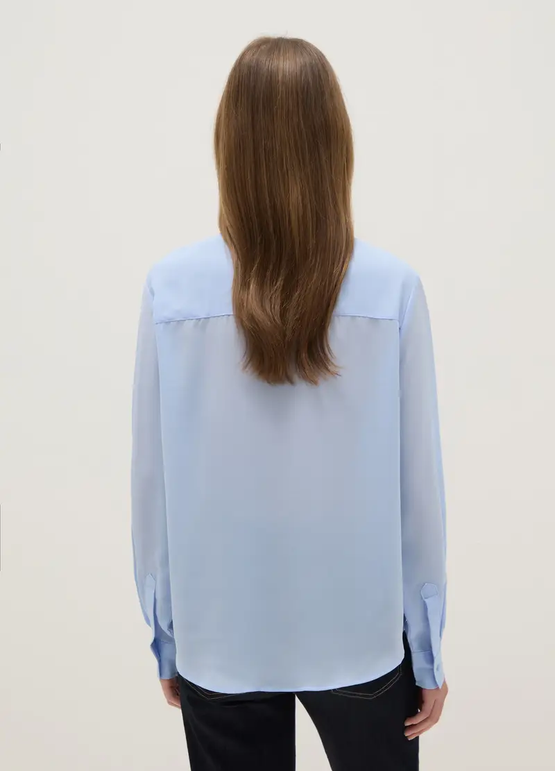 Camicia A Maniche Lunghe Azzurra Regular Fit, Donna, Azzurro miniatura 3