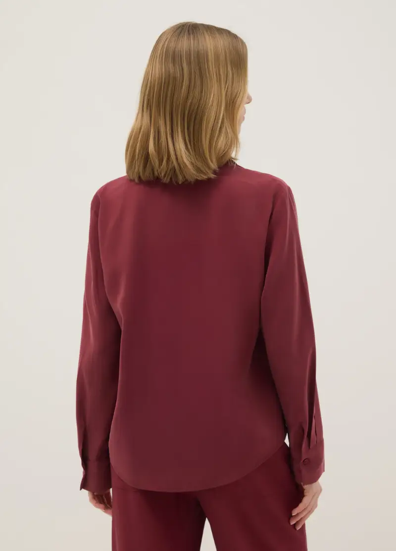 Camicia A Maniche Lunghe In Misto Viscosa Rossa Regular Fit, Donna, Rosso miniatura 3