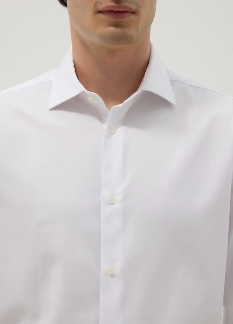 Camicia A Maniche Lunghe In Puro Cotone Bianca Regular Fit, Uomo, Bianco miniatura 3