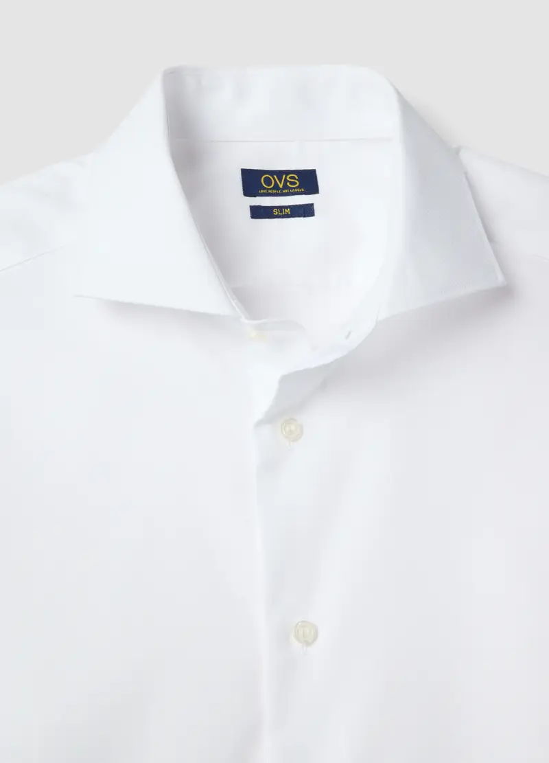 Camicia A Maniche Lunghe In Puro Cotone Bianca Slim Fit, Uomo, Bianco miniatura 2
