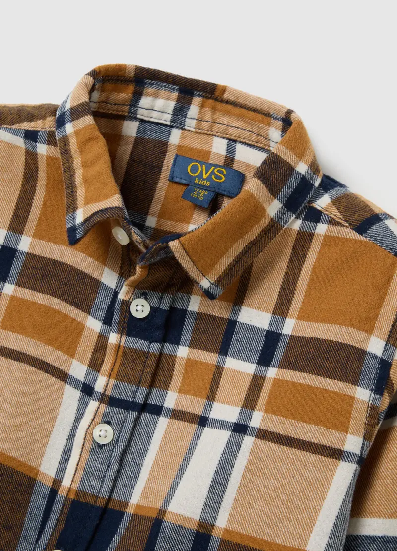 Camicia A Quadri Multicolor Da Bambino In Puro Cotone E Flanella, Multicolor miniatura 3