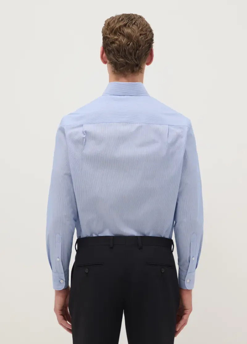 Camicia A Righe Azzurra In Misto Cotone Regular Fit Easy Iron, Uomo, Azzurro miniatura 3