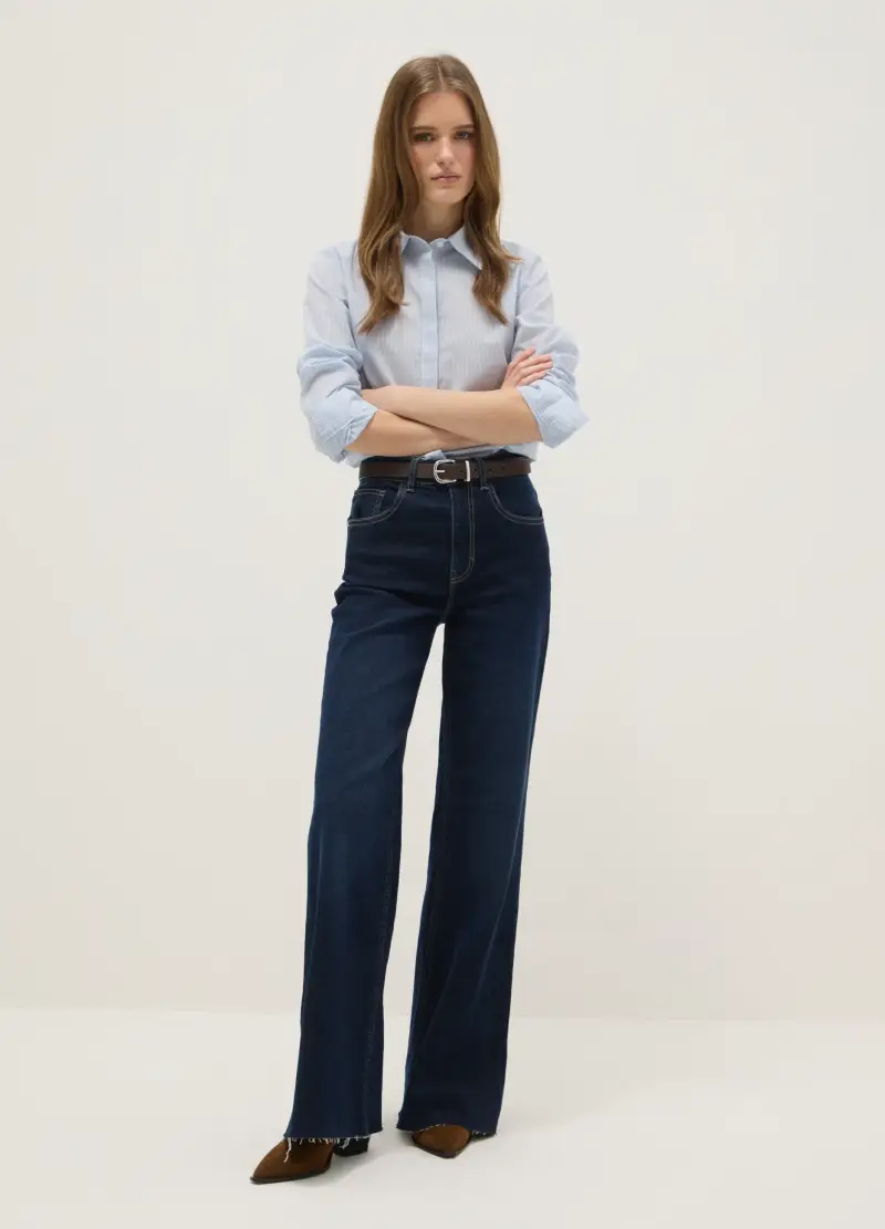 Camicia A Righe Multicolor In Misto Cotone Slim Fit Con Collo Classico, Donna, Multicolor