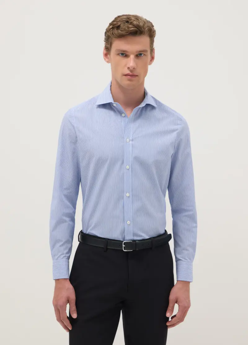 Camicia A Righe Multicolor In Misto Cotone Slim Fit Easy Iron, Uomo, Multicolor