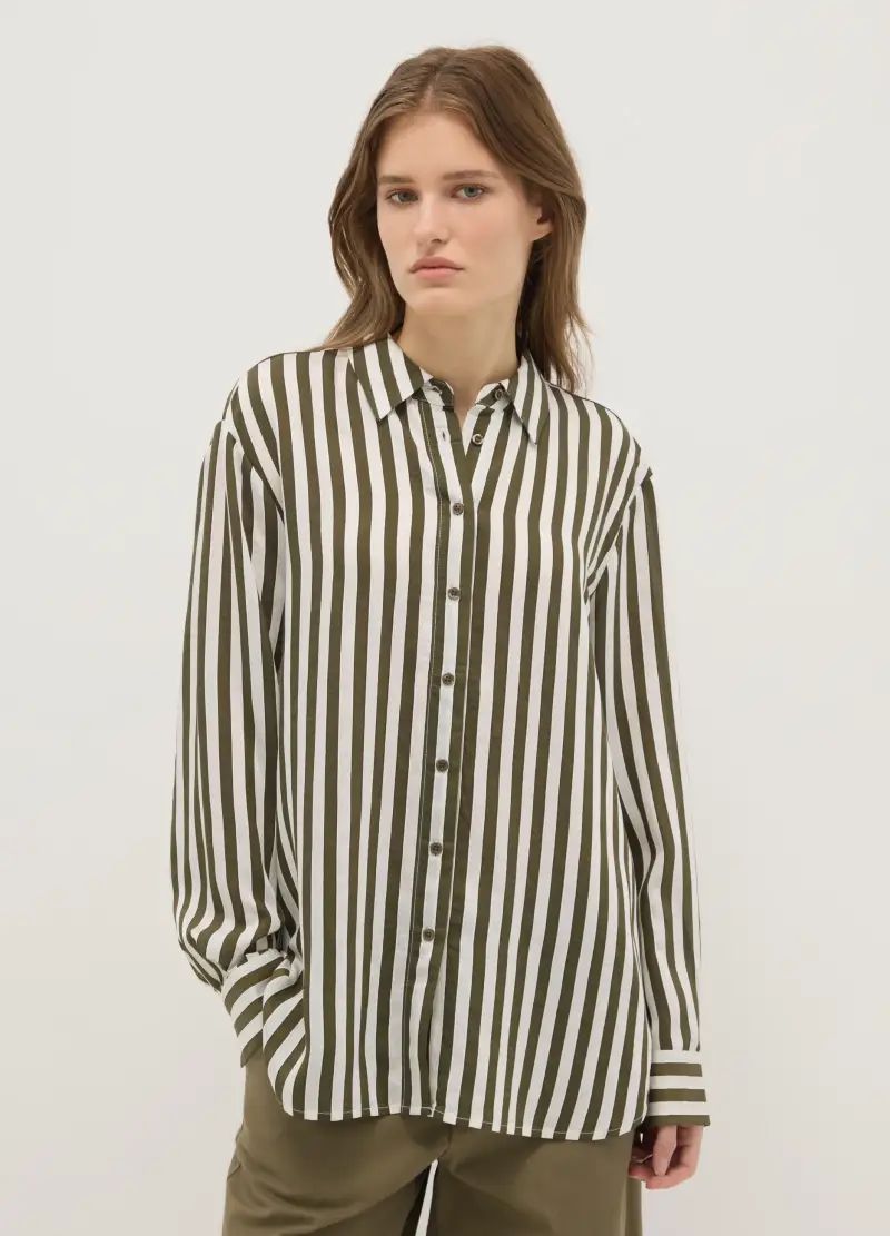 Camicia A Righe Multicolor Regular Fit Con Colletto Classico E Bottoni, Donna, Multicolor