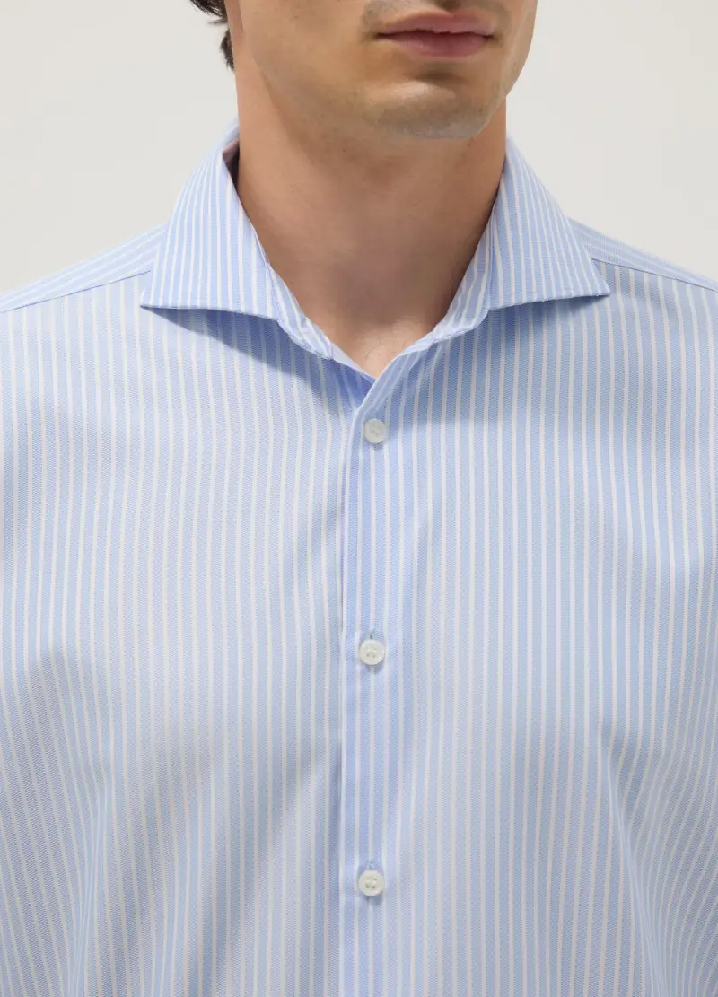 Camicia A Righe Multicolor Slim Fit Con Collo Alla Francese, Uomo, Multicolor miniatura 3