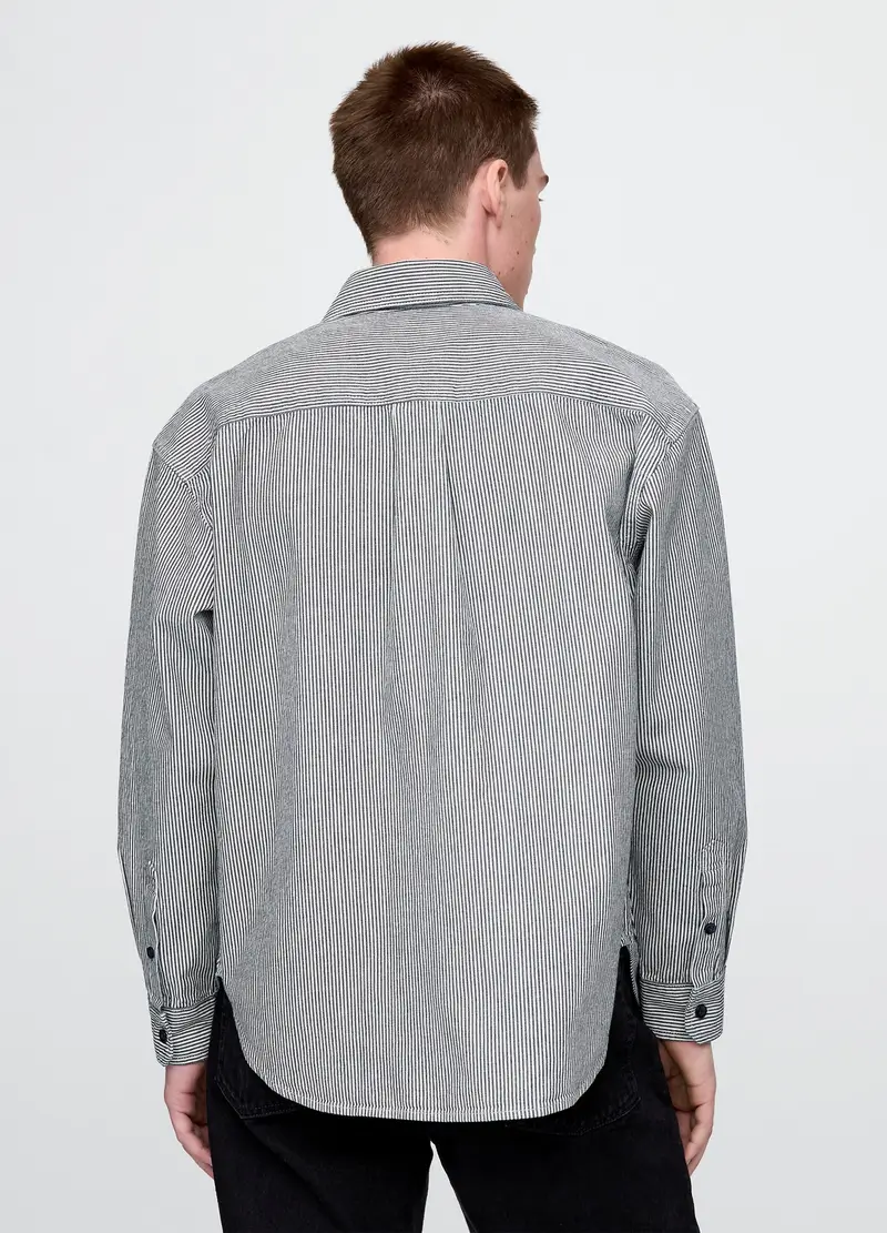 Camicia A Righe Nere E Grigie, Uomo Adult miniatura 3